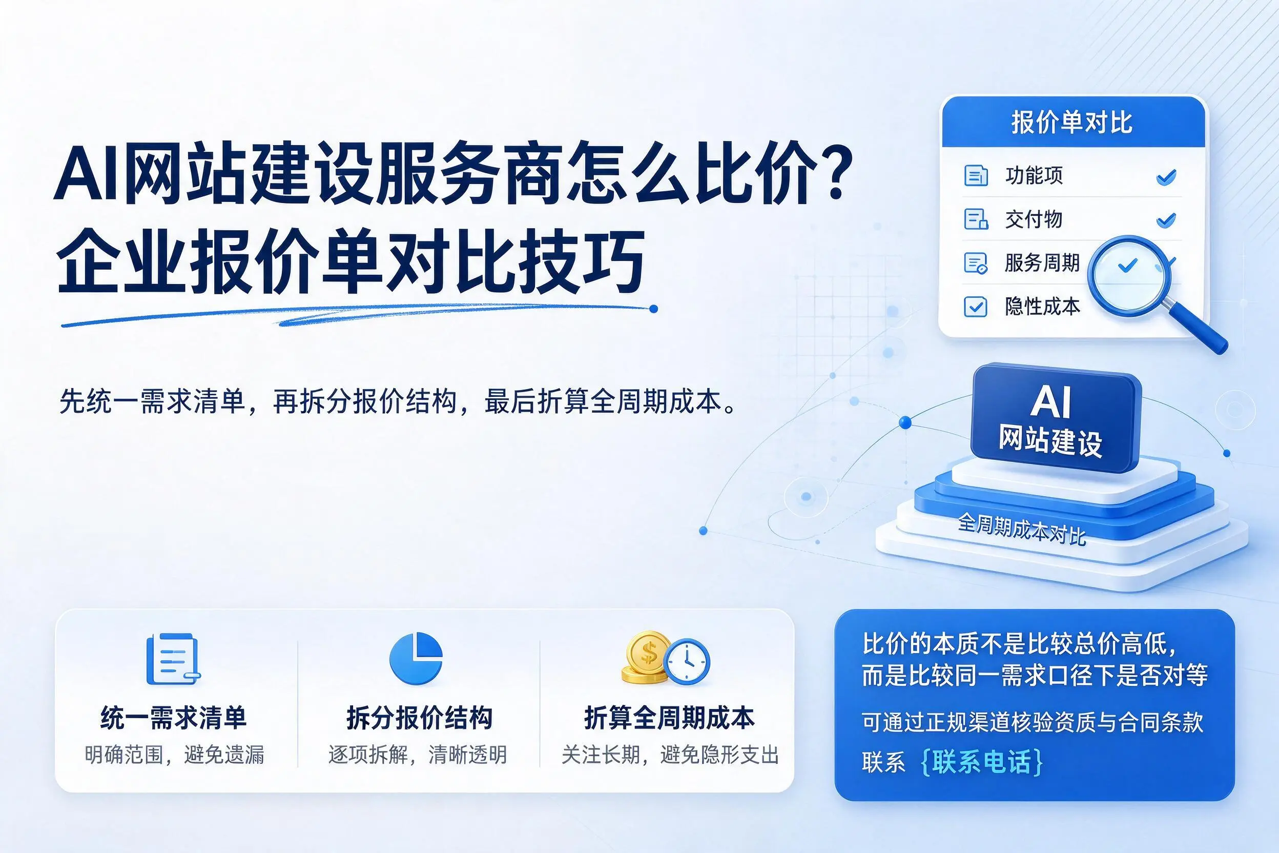 AI网站建设服务商怎么比价？吐鲁番企业报价单对比技巧