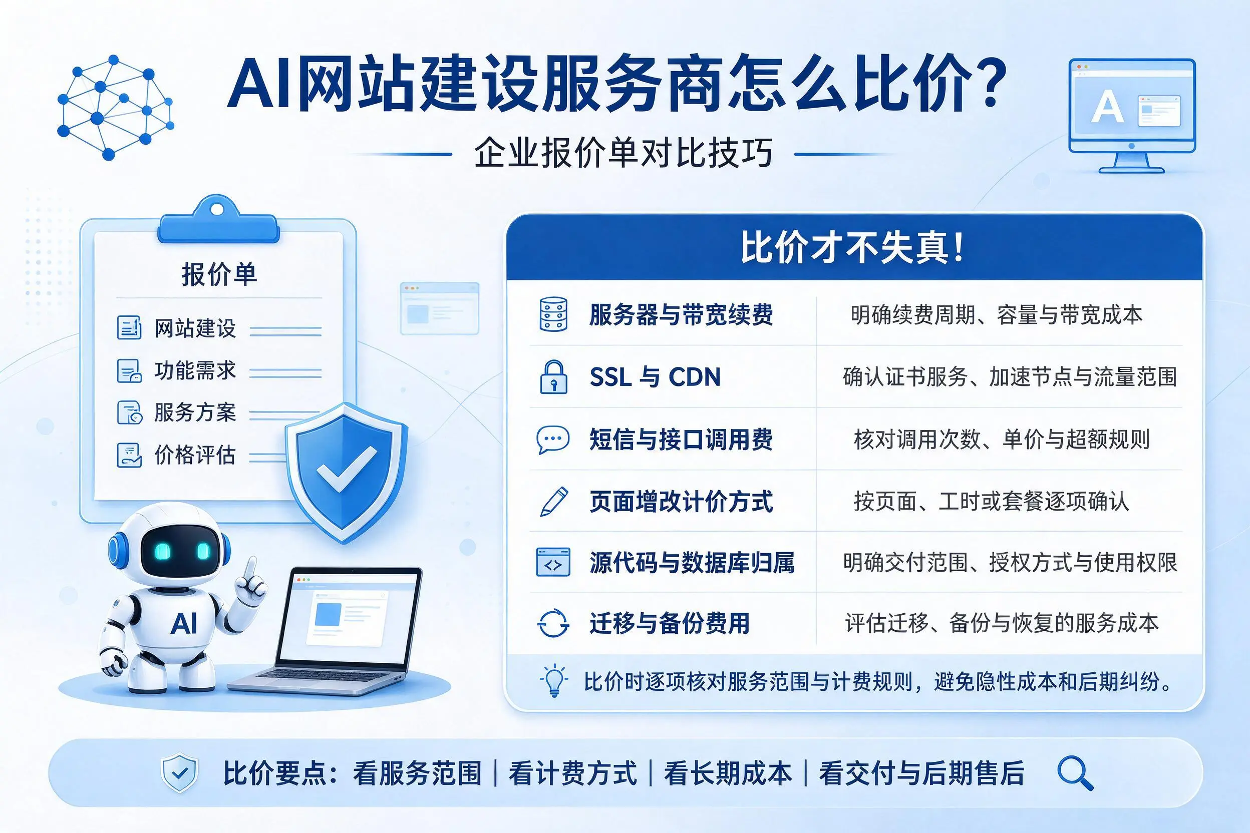 AI网站建设服务商怎么比价？吐鲁番企业报价单对比技巧